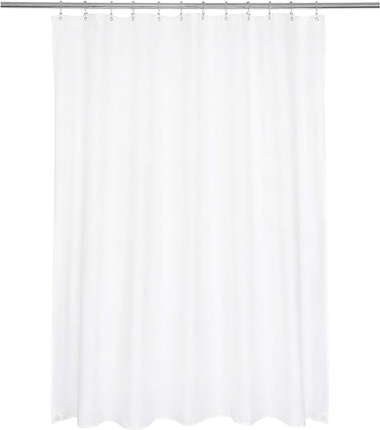 Ultimate Waterproof Long Fabric Shower Curtain or Liner 72x78, Breathable TPU & Machine Washable, Use for Bath Tub/Stall in Home and Hotel, White, 72"x78"
