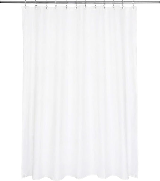 Ultimate Waterproof Extra Long Fabric Shower Curtain or Liner 80" Height, Breathable TPU & Machine Washable, Use for Bath Tub/Stall in Home and Hotel, White, 72"x80"