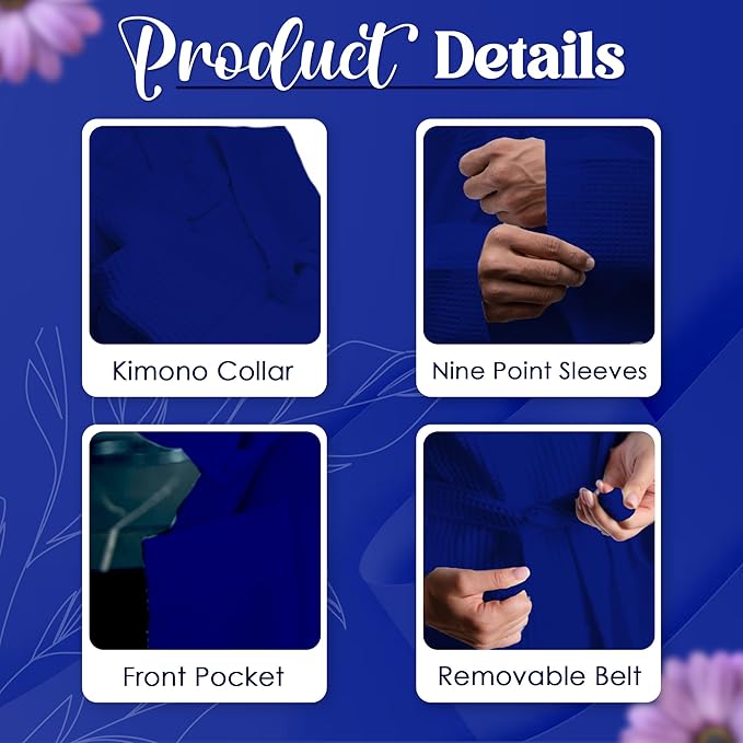 Waffle Knit Lightweight Kimono Spa & Bath Robes for Women and Men - Quick Dry - Soft