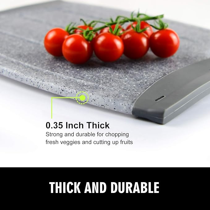 Small Plastic Cutting Board Set of 2, Mini Cutting Board for Small Kitchen Tasks, Non Slip Edges, Unique Design with Multiple Juice Grooves! BPA Free, Non-Porous, Dishwasher Safe (9.84" x 7.48")