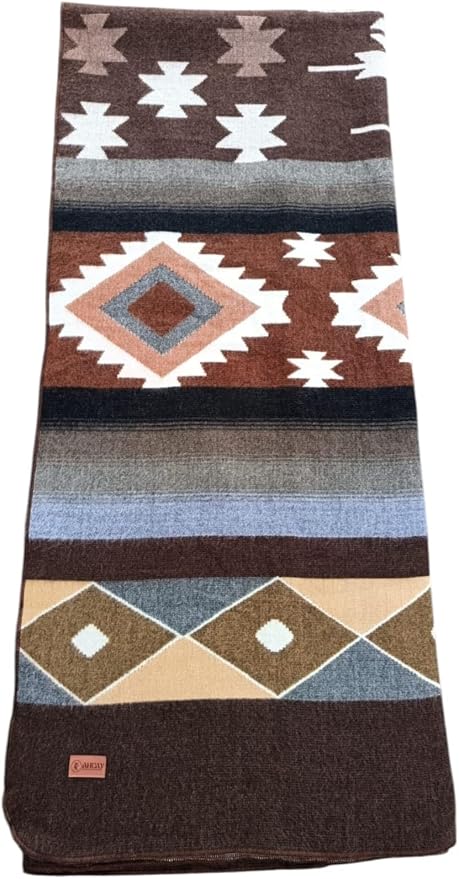 Alpaca Wool Blanket, Throw Size 78 x 47, Reversible 2 in 1, Thick and Ultra Soft, Hypoallergenic, Non-Itchy, Handmade in Ecuador. Premium Alpaca Wool Thtow Blanket for Cozy Comfort. (Brown Coffee)