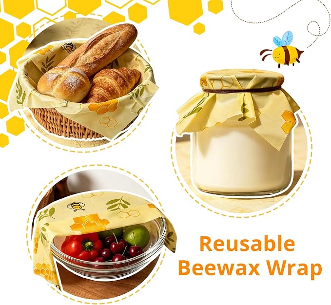 2 Rolls Reusable Beeswax Food Wrap Roll, 13x39 Inches Cut-to-Size Beeswax Paper for Bread, Sustainable Eco Friendly Cotton Food Storage Wraps for Cheese,Fruit,Vegetable,Washable,Plastic Free