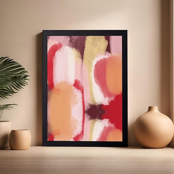 Monem Art Abstract Wall Poster - Modern Geometric Design Print - Colorful Artwork for Living Room or Bedroom Decor - Contemporary Design for Office - 16x20 Black Framed