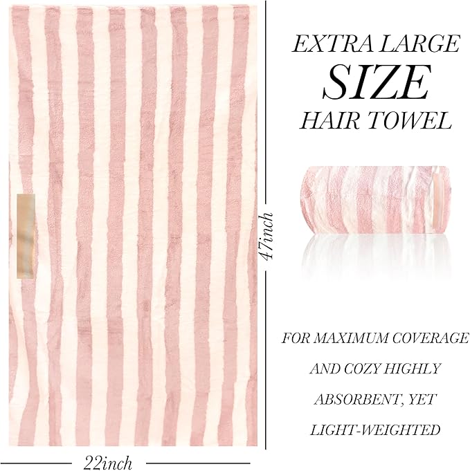 Chloven Large Microfiber Hair Towel Wrap for Women - 2 Pack Absorbent, Oversized Hair Wrap Towels for Quick Drying - Soft & Gentle Turban Towel for Women - Perfect for Curly, Straight, Thick Hair