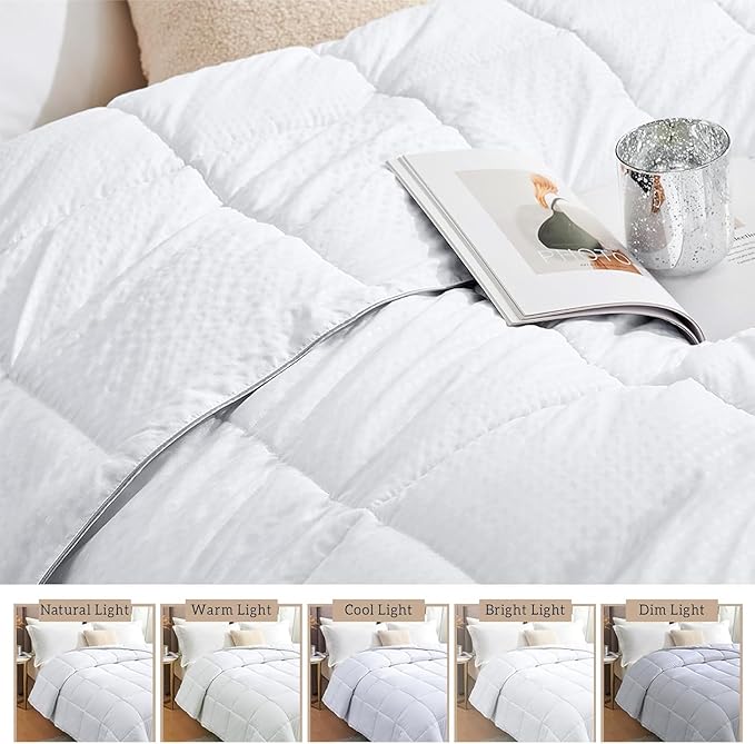 Homelike Moment Comforter King Size - White Duvet Insert Down Alternative Bed King Comforter, Lightweight Bedding Comforters Quilted Soft All Season with Coner Tabs White Square Embossed