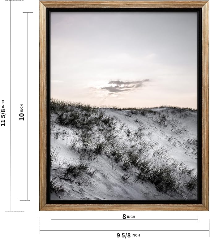 Monem Art Snowy Sand Dunes Landscape Print - Minimalist Winter Nature Poster - Wall Decor for Living Room, Bedroom or Office - 8x10 Silver Framed CANVAS Wall Art by Mareike Bohmer