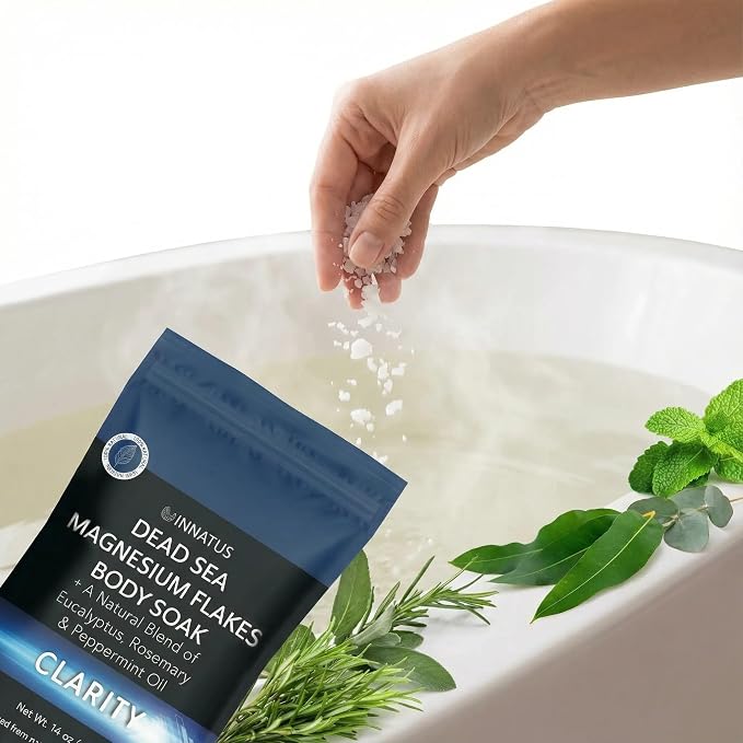 Pure Dead Sea Magnesium Flakes Clarity Soak – Relaxing & Replenishing 14oz Bath Soak – Infused with Infused with Natural Oils for Muscle Recovery & Skin Hydration Eucalyptus