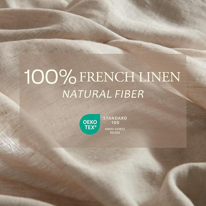 DAPU 100% Linen Duvet Cover, Pure Natural French Flax Linen with Corner Ties&Zipper Closure Soft Breathable Durable for Hot Sleepers 1 Duvet Cover 2 Pillowcases(Natural Linen, California King)