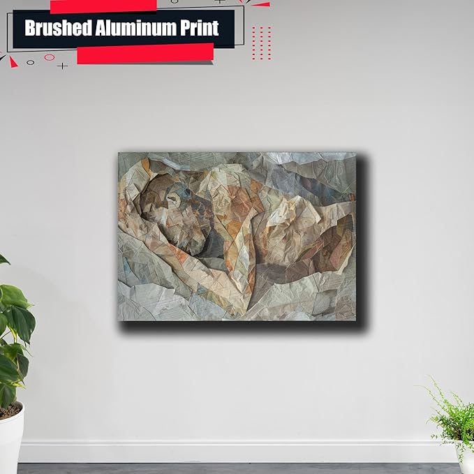 Print artistic nicely depicts a wild mountains, many pieces of fabric and torn paper of different textures and colors, Minimalist Wall Art, Wall
