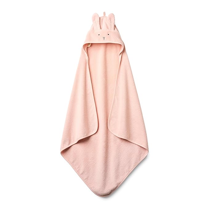 Hooded Baby Towel – 100% Organic Cotton Baby Bath Towels – Baby Girl Newborn Essentials - Super-Soft and Absorbent. (Rabbit - Blush)