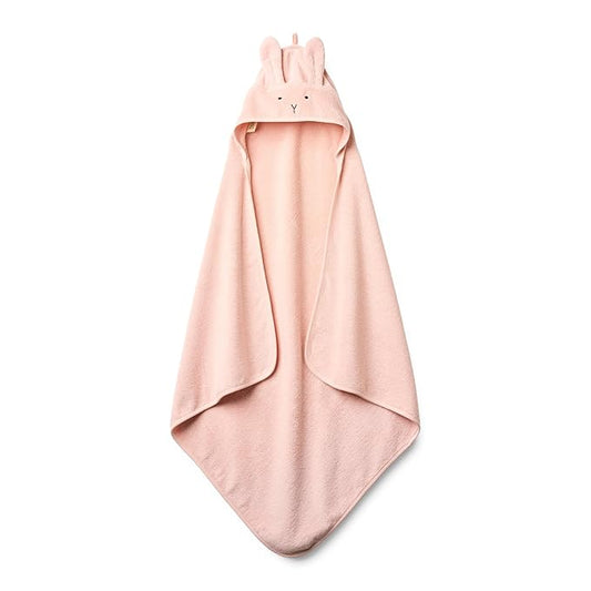 Hooded Baby Towel – 100% Organic Cotton Baby Bath Towels – Baby Girl Newborn Essentials - Super-Soft and Absorbent. (Rabbit - Blush)