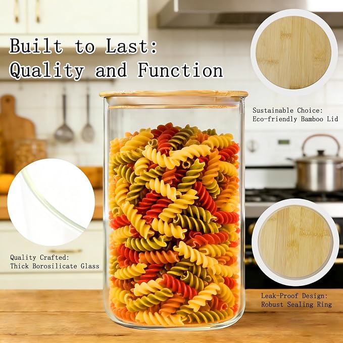 2-Pack Large Glass Flour and Sugar Storage Containers ( 130 fl oz )