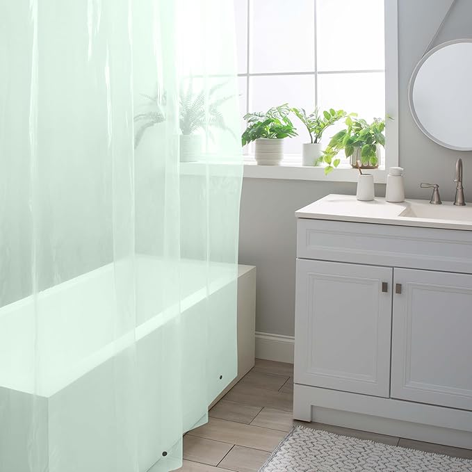 Bath Bliss PVC Heavy Weight Shower Curtain Liner | 4G | 70"x72" | Rust Resistant Copper Grommets | Magnetic Hem | Mint Green