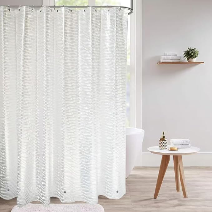 Plastic Shower Liner - Premium EVA 6G Shower Curtain Liner with Rustproof Grommets and 3 Weighted Magnets, Waterproof Shower Curtains for Bathroom (3D Water Ripple, 72" x 72")