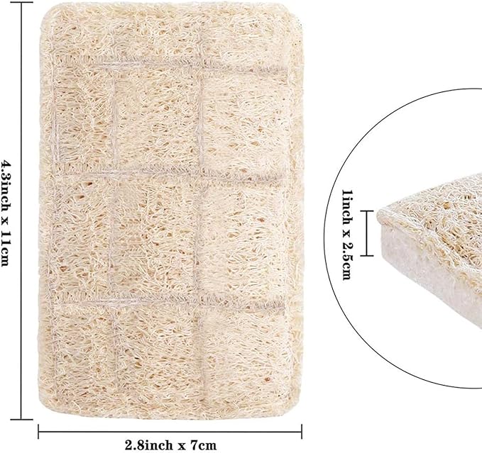 Loofah Dish Sponges Kitchen,Organic Natural Sponges for Dishes,Non Scratch Eco Friendly Biodegradable Cleaning, for Pans, Glass & Delicate Cookware,6PCS
