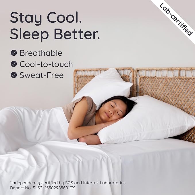 Bambaw 100% Viscose Derived from Bamboo King Pillowcases – Set of 2 Cooling Pillow Cases with Envelope Closure, White King Pillow Cases Set of 2, Breathable Acne Pillow Case(White)