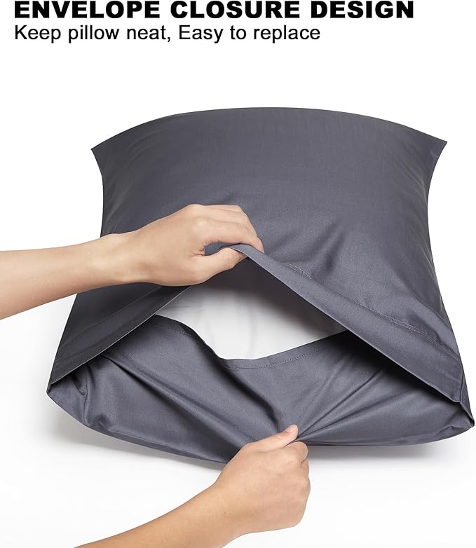 100% Rayon Derived from Bamboo Pillowcases Standard Size 2 Piece, Cooling Silky Smooth Pillow Cases, Dark Gray 20x26 Inches