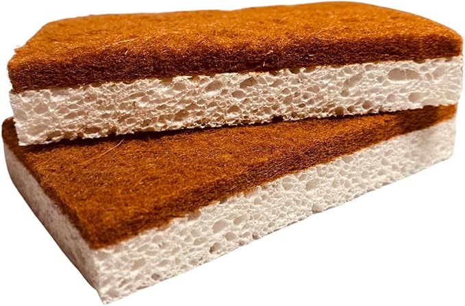 Loofah Sponges 100% All Natural BPA Free Loofah for Dishes, Face, Soap Making, Shower, Exfoliating Eco-Friendly Biodegradable 30 Pack Sponge (Wood Cellulose and Coconut Husk)