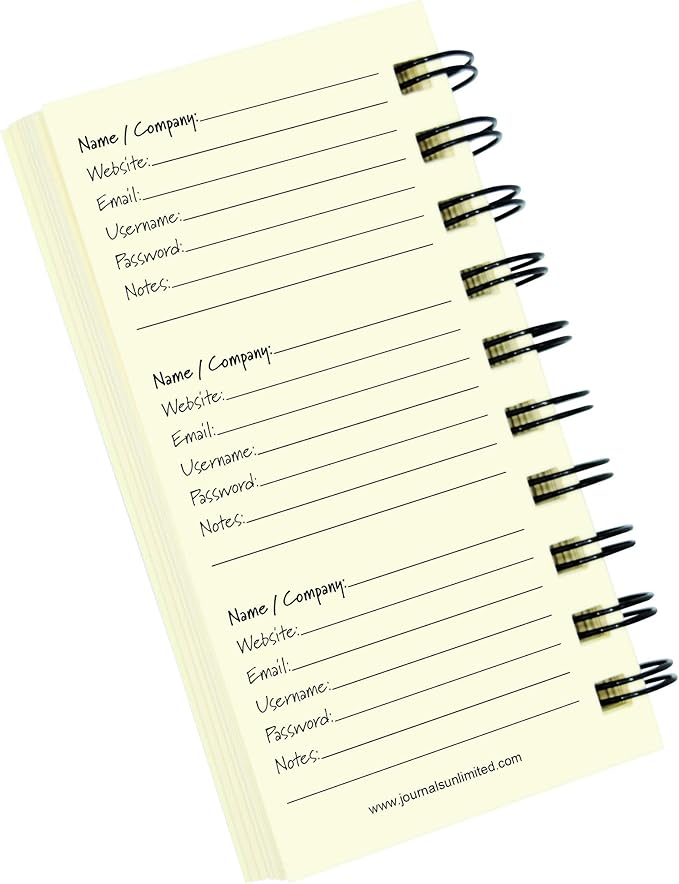 Write it Down series by Journals Unlimited, Online Accounts, My Password Journal, Mini-Size 3”x5.5”, Kraft Hard Cover, Made in USA