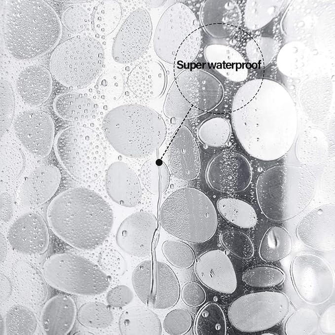 Plastic Shower Liner - Premium EVA 4G Shower Curtain Liner with Rustproof Grommets and 3 Weighted Magnets, Waterproof Shower Curtains for Bathroom (Cobblestone)
