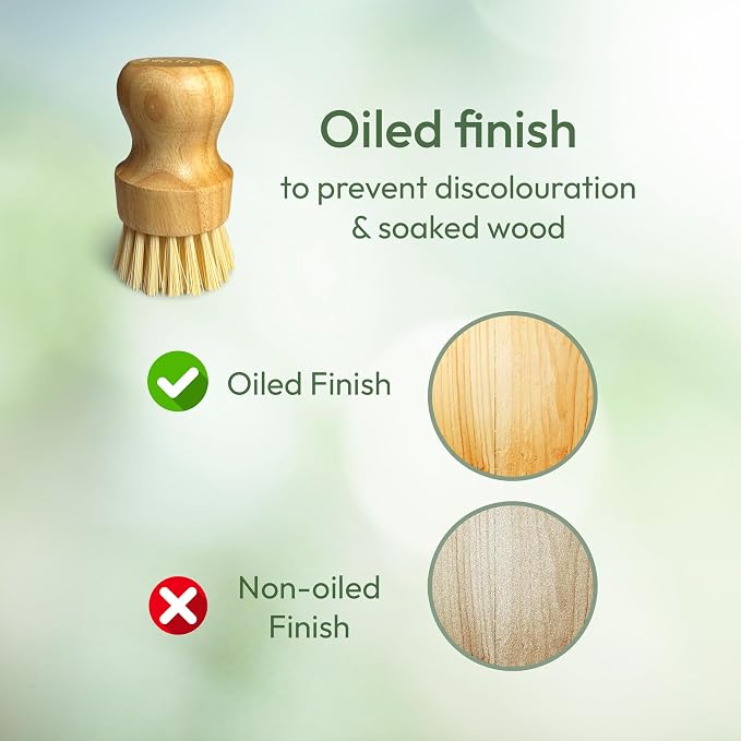 Moka Bamboo Dish Brush - Eco Friendly Scrub Brush with Natural Bristle - Premium Bamboo Dish Scrubber for Kitchen Cleaning, Dishes, Pots, and Pans - Sustainable and Durable (5 Pack)