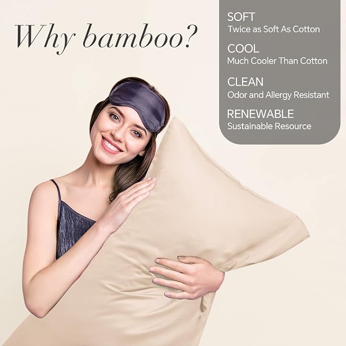 BEDELITE Body Pillow Case Cover, Rayon Made from Bamboo, Cooling Body Pillow Cover for Hot Sleepers and Night Sweats, Breathable & Silky Soft Full Long Pillow Case (Taupe, 20x54 Inches)