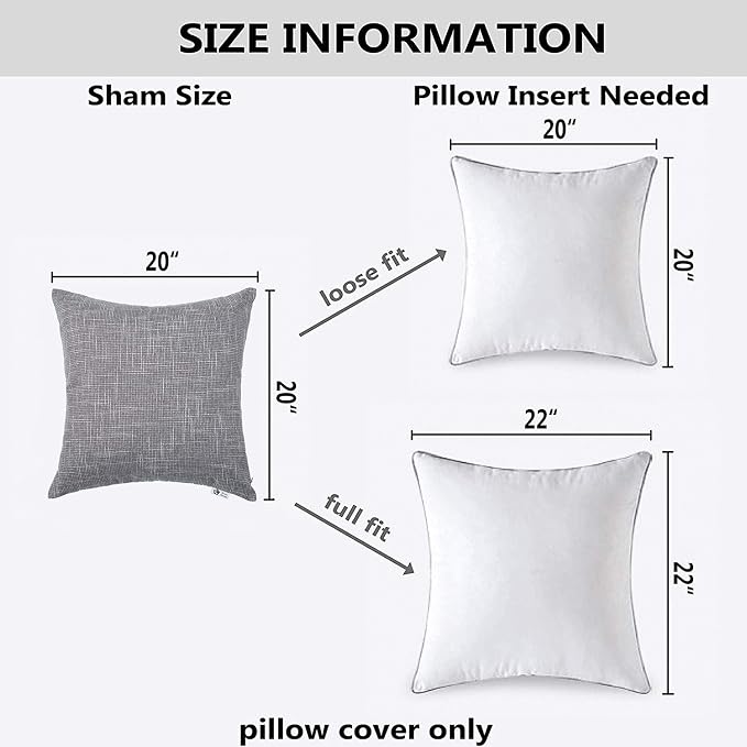 Kevin Textile Decorative Throw Pillow Covers Star Modern Farmhouse Pillowcases Indoor Outdoor, Set of 2, 20 x 20 inches (50x50cm), Grey