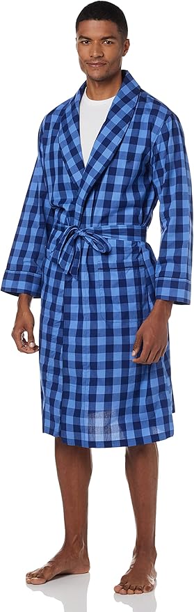 Nautica mens Long Sleeve Lightweight Cotton Woven Robe