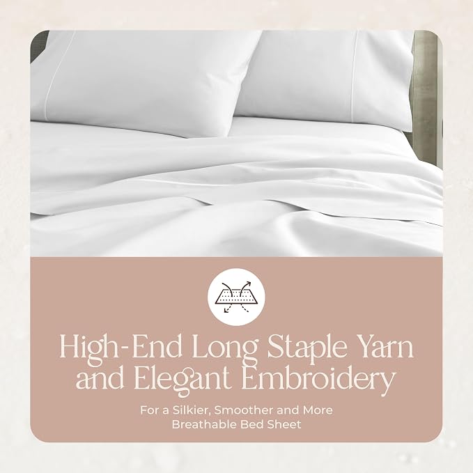 Certified Organic King Flat Sheet Only - 100% Organic Cotton Top Sheet with Luxurious Soft and Breathable 500 Thread Count Sateen Weave Finish - GOTS & Fairtrade Certified (White, King)