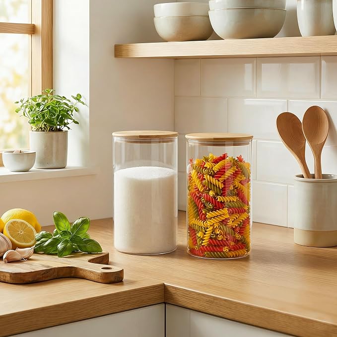 2-Pack Large Glass Flour and Sugar Storage Containers ( 130 fl oz )