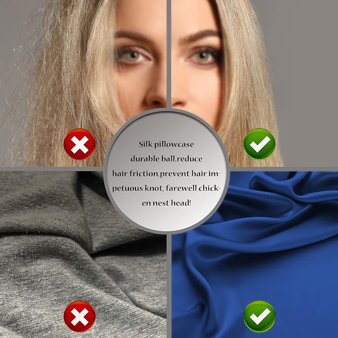 Silk Pillow Cases 2 Pack Soft Breathable and Sliky King Size Pillow Cases Set of 2,Natural Mulberry Silk Pillowcase Set of 2 for Hair and Skin with Hidden Zipper (Royal Blue,20"X 36",2pcs)