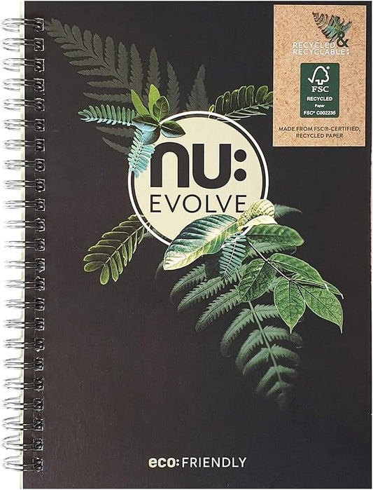 Nu Notebooks - Evolve Range - Recycled Notebook - A5 Notebook - Wirebound Notebook - Stationery Notebooks - Professional Notepad - 120 Pages