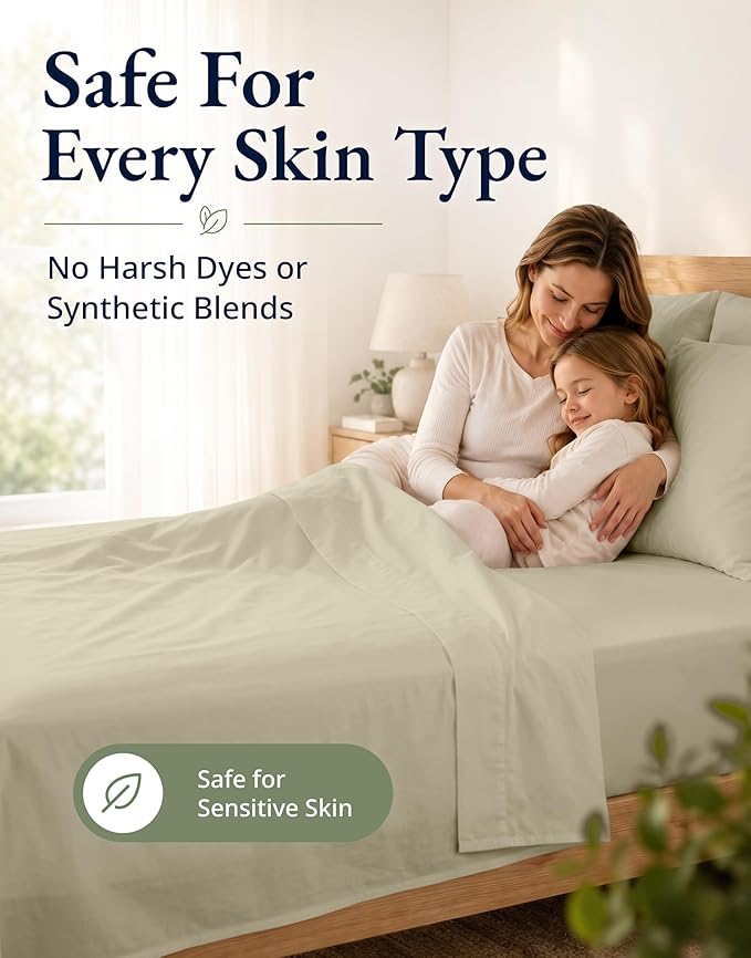 LANE LINEN Twin Fitted Sheet Set (No Flat Sheet) - 100% Organic Cotton Soft & Breathable Percale Weave Fitted Sheet Set for Added Comfort - 15'' Deep Pocket for Snug Fit - GOTS Certified - Linen