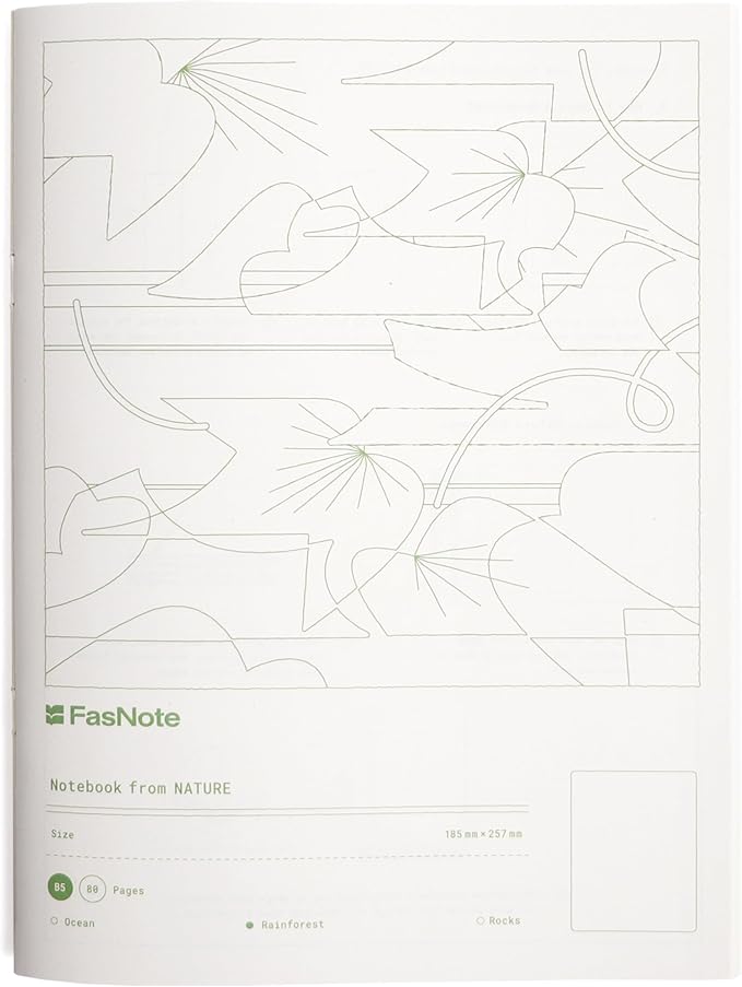 Nature Collection Notebook, 80 Pages, Premium Italian Favini Paper, Fruit-Residue Cover, Recycled Writing Paper, Flat-Lay Saddle Stitch Journal, Bookmark Belly Band(Forest)