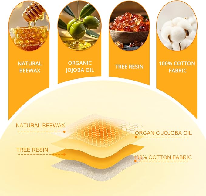 Reusable Beeswax Food Wrap Roll, 13x39 Inches Cut-to-Size Beeswax Paper for Bread, Sustainable Eco Friendly Cotton Food Storage Wraps for Cheese, Fruit, Veggies, Washable Plastic Free
