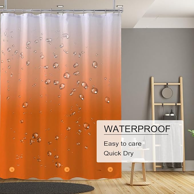 TIKABC Shower Curtain Liner, 4G PEVA Shower Liner, Plastic Waterproof Shower Curtains, with Grommet Holes and 3 Magnetic Weights(Gradient Orange)