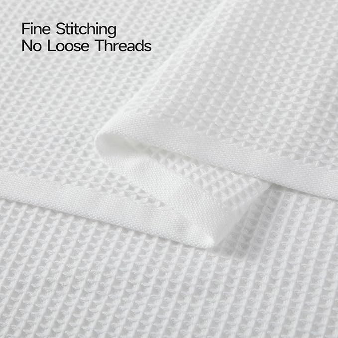 ecolook 4 Piece Waffle Bath Towel Set, 100% Cotton Lightweight & Quick-Dry Bath Towels, Ultra-Absorbent and Breathable, Lint-Free Hotel & Spa Towels for the Bathroom, Gym and Travel - White