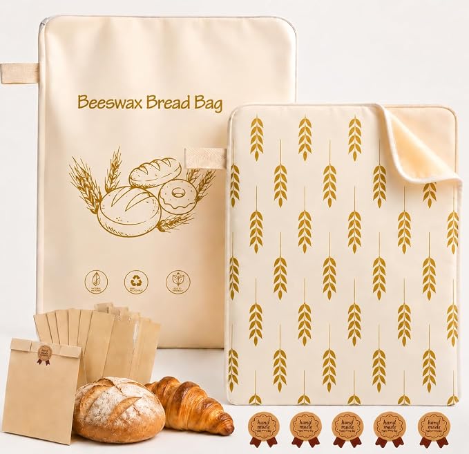 7PCS Bread Bags for Homemade Bread Beeswax Bread Bag