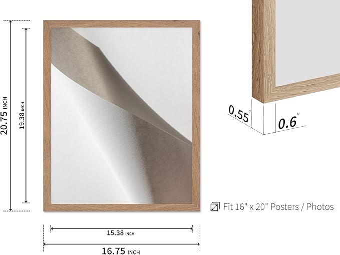Monem Art Minimalist Folded Paper Abstract Print - Scandinavian Neutral Texture Art Poster - Wall Decor for Living Room, Bedroom or Office - 16x20 Beige Framed Wall Art by Mareike Bohmer