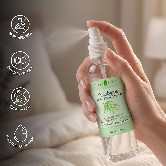 Eucalyptus Linen and Room Spray, Made with Pure Eucalyptus Essential Oil, Fabric Spray, Refreshing Daily Shower Spray or Home Fragrance for Fabrics