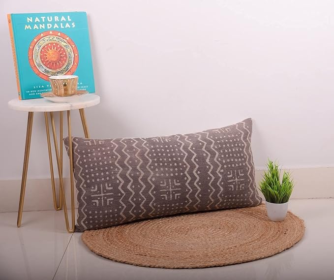 Trade Star Decorative Handloomed Cushion Case 100% Cotton Pillow Cover Lumbar Throw Covers Modern Farmhouse Luxurious Pillow Cover (Grey ALMA 12X24 INCH)