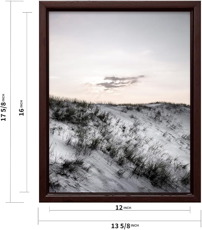Monem Art Snowy Sand Dunes Landscape Print - Minimalist Winter Nature Poster - Wall Decor for Living Room, Bedroom or Office - 12x16 Brown Framed CANVAS Wall Art by Mareike Bohmer