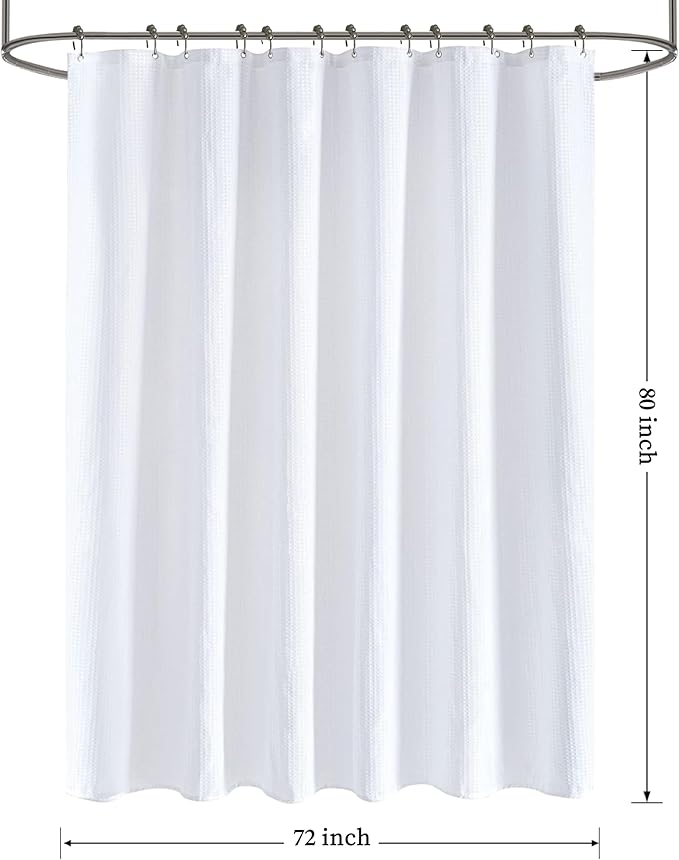 Tititex Solid White Cloth Fabric Shower Curtain Liner with 2 Magnets - Texture Pressure Bubble Soft Hotel Quality Waterproof Shower Liner, Light-Weight & Machine Washable 72x80 inch