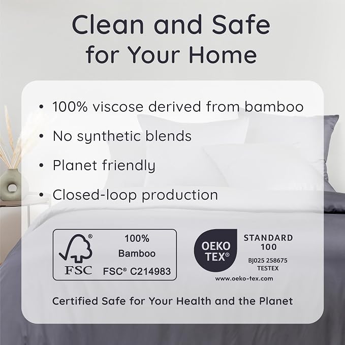 Bambaw 100% Viscose Derived from Bamboo Pillowcases King Size – Set of 2 King Size Cooling Pillow Cases for Hot Sleepers with Envelope Closure, Breathable & Super Soft Pillow Cases (Charcoal)