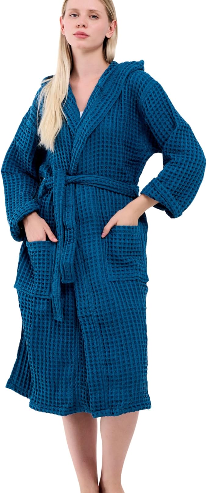 100% Turkish Cotton Waffle Bathrobe for Women