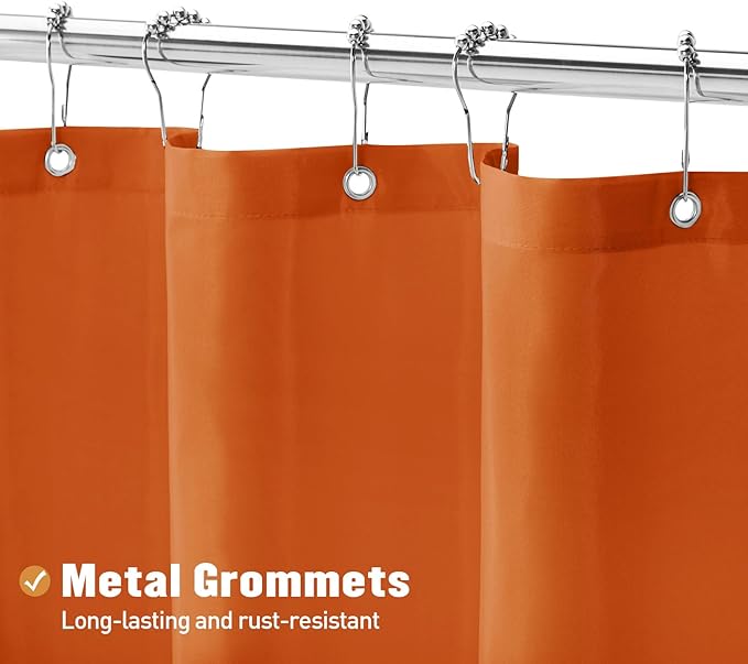 MitoVilla Orange Fabric Shower Curtain Liner, Burnt Orange Simple Shower Curtain or Liner for Terracotta Bathroom Decor, Waterproof Cloth & Machine Washable,72" W x 72" H