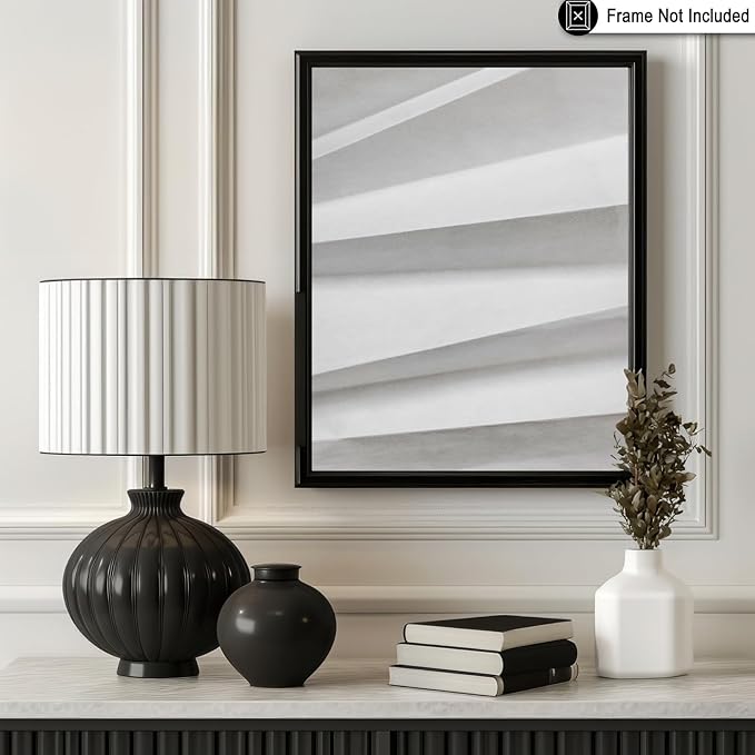 Monem Art Minimalist Paper Fold Abstract Print - Scandinavian Monochrome Texture Poster - Wall Decor for Living Room, Bedroom or Office - 12x16 Unframed Wall Art by Mareike Bohmer