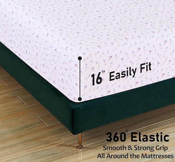 RUVANTI Flannel Sheets King Size - 100% Cotton Double Brushed King Size Sheets Set - Deep Pockets 16 Inches Bed Sheets - All Seasons Breathable & Extra Soft - Warm & Cozy, 4 Piece, Navlight