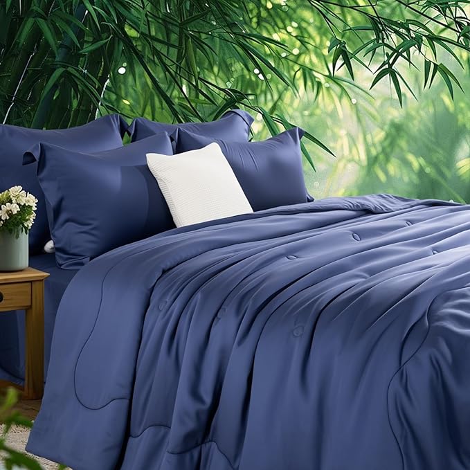 NEXHOME PRO 100% Viscose Derived from Bamboo Comforter King Size - Cooling & Moisture-Wicking Bedding - All Season Lightweight Design - Natural Organic King Duvet Insert