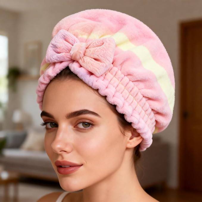 2Pcs Hair Towel Wrap for Women, Microfiber Hair Towel, Soft Coral Fleece Quick-Drying Hair Wrap Towels, Lightweight and Absorbent for Wet Hair, Perfect for Home and Salon Use